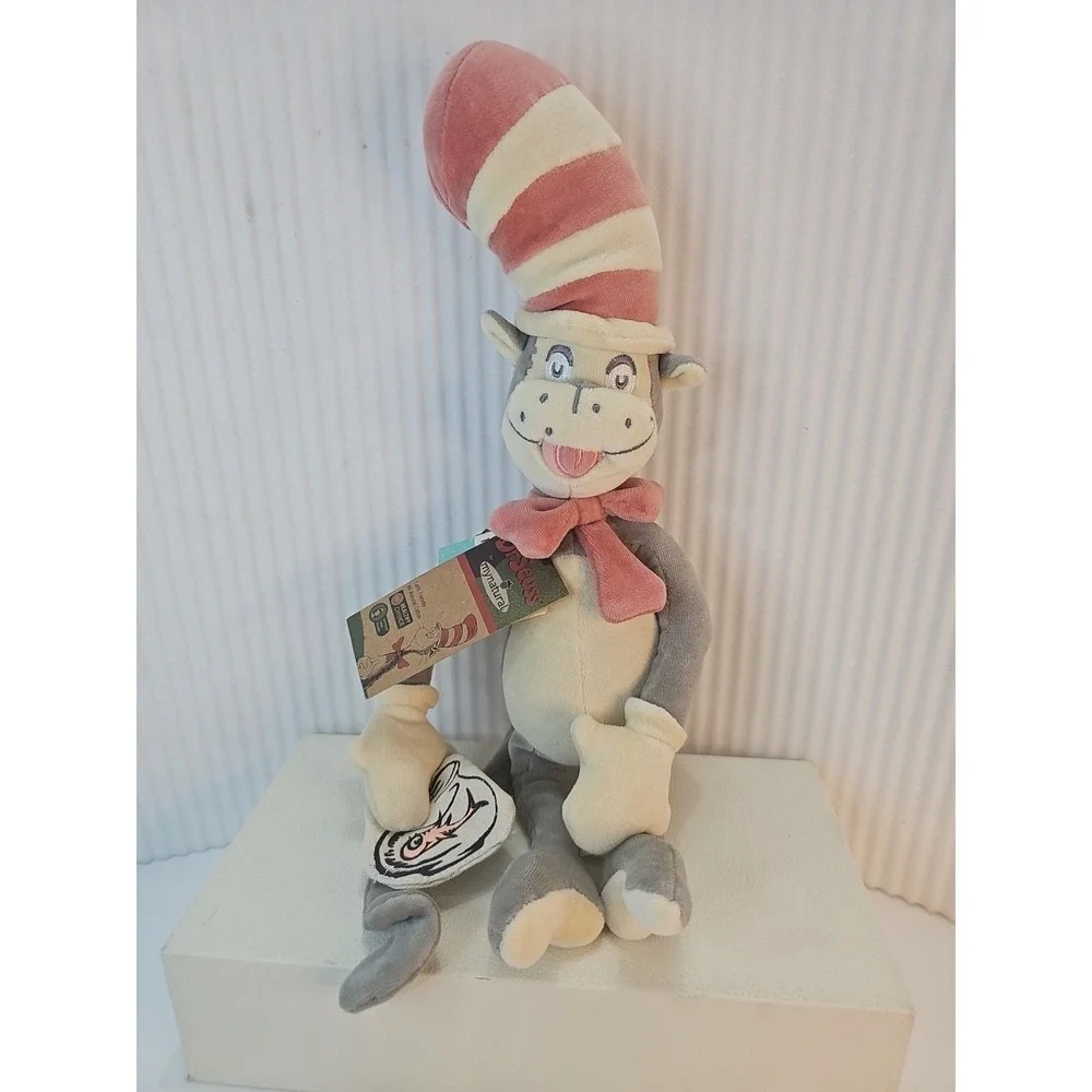 My Natural Dr. Seuss Cat in Hat Gray and Pink Plush Stuffed Animal PLUSH NWT